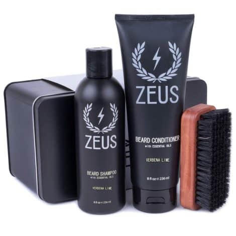 Zeus Men’s Beard and Mustache Care Set (Verbena Lime) – Soothes Itchiness and Moisturizes Dry Skin.