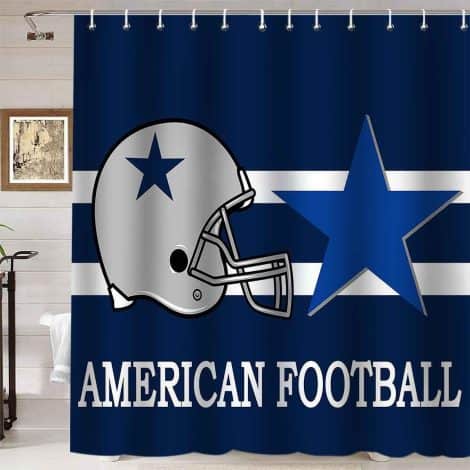 Navy Blue American Football Shower Curtain – Perfect for Indian sports fans’ sporty bathroom decor!