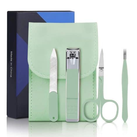 Aceoce Travel Manicure Grooming Kit: A stylish gift with mint green personal nail care tools for Indian men.