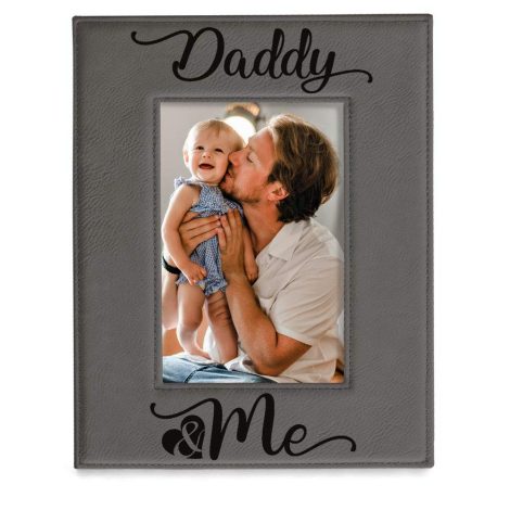 KATE POSH Engraved Leather Frame, 1st Birthday & Christmas for Dad, Best Dad Ever Gifts. (5×7-Vertical)