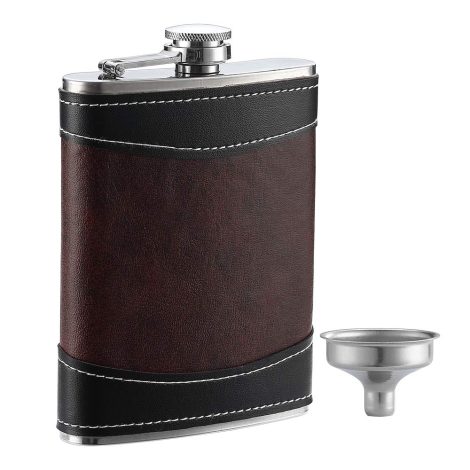 YWQ Premium 1-Pack 8 Oz Alcohol Flask with Leather Cover, Stainless Steel, Leak-Proof, for India