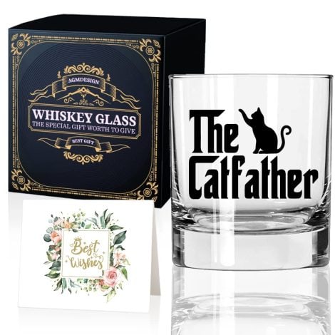 AGMDESIGN The Catfather Whiskey Glass: A purrfect gift for Indian cat parents and cat lovers.