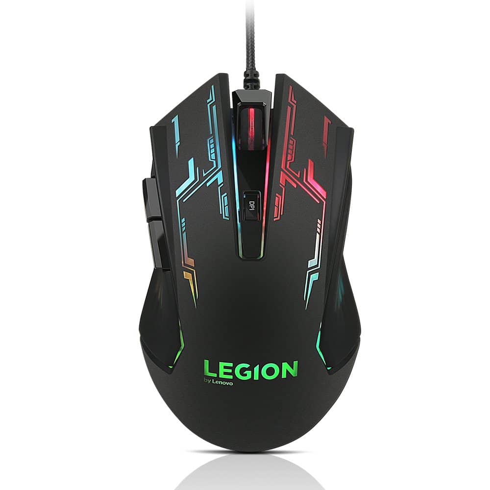 Lenovo Legion M200 RGB Gaming Wired USB Mouse, Ambidextrous, 6-Buttons, Upto 2400 DPI with 4 Levels DPI Switch, Multicolor-Colour RGB Backlight (GX30P93886)