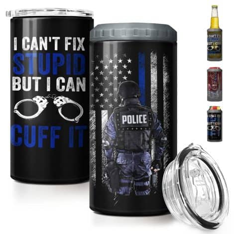 SANDJEST American Police Tumbler, a perfect 16oz gift for Indian Police Man, Dad, or friends. Ideal for retirement or birthday parties.