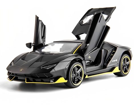 Sky Tech® Lamborghini Car Toy: Miniature Die-cast Super Car, Pull Back Action, Doors Open with Sound/Light, Perfect Birthday Gift, Ideal for Kids, 1:32 Scale. (Multi Colours)