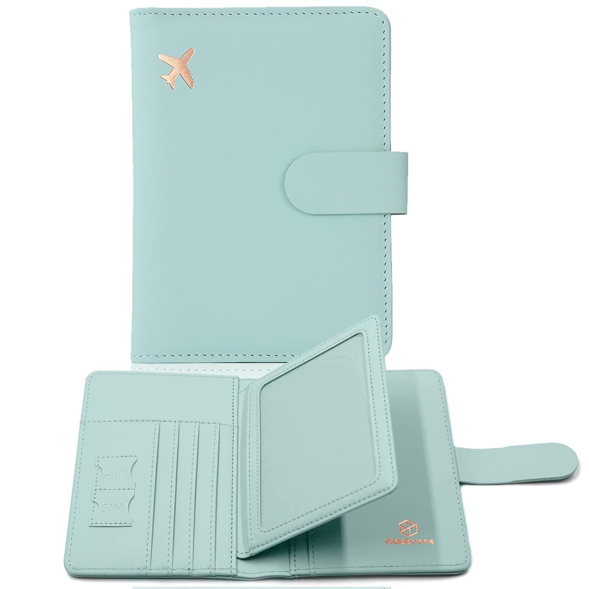 Melsbrinna Passport and Vaccine Card Holder,Passport Holder With Vaccine Card and Card Slots,Cute Passport cover for Women/Men,Waterproof Rfid Blocking Travel Wallet, Aqua green New,