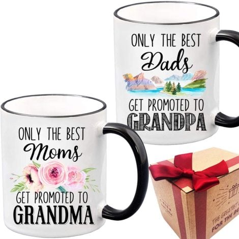 Best Parents Become Grandparents Coffee Mug Set, Great Grandparent Coffee Mug Set. Pregnancy announcement. Great Grandpa Mug. Grandparent Mug Set. Shot Mugs, Black.