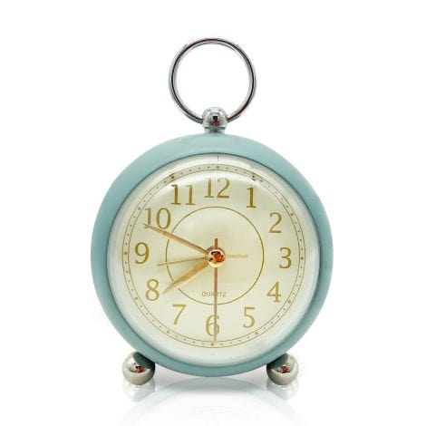 Blue Retro Small Metal Desk Clocks, Battery Operated Silent Clock for Bedroom, Vintage Colorful Clocks for Kids, Cute Simple Gift.