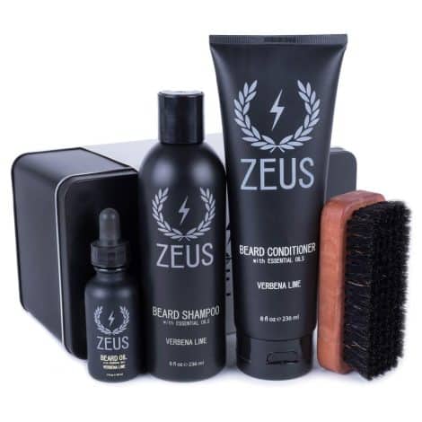 Zeus Deluxe Beard Care Set for Indian men – Softens hair, prevents itchiness & dandruff (Verbena Lime).