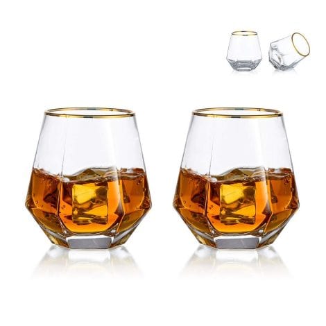 Trendy Glassware: 2 Glasseam Diamond Whiskey Glasses, perfect for Indian consumers enjoying whisky, bourbon, rum, or juice.