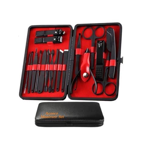 18 in 1 Luxury Manicure Set + Travel Case: Perfect Grooming Gift for Friends and Parents.