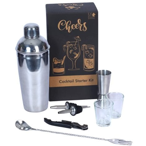 EDD Cocktail Kit L 8 pcs: Premium stainless steel bar set for mixing and serving exquisite cocktails at home. Perfect gift!