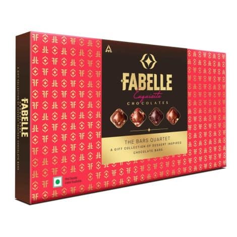 Fabelle The Bars Quartet – Festive Chocolate Gift Pack, 4 Different Large Luxury Bars, Ideal Christmas Gift for the Family, 519g