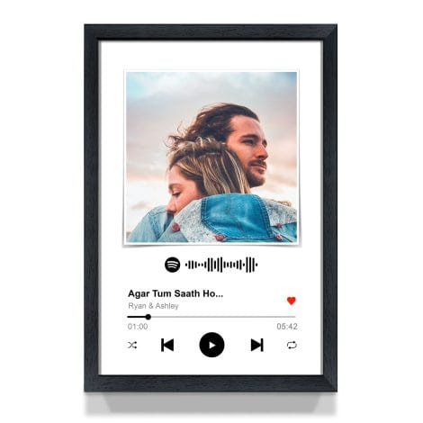 Personalized Spotify Plaque, Music Frame with Scannable Code, Photo included, Wall Mountable (13×19 Inches).