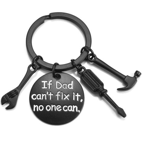 If Dad Can’t Fix It, No One Can Keychain – A Special Father’s Day Gift, Compact (Black)