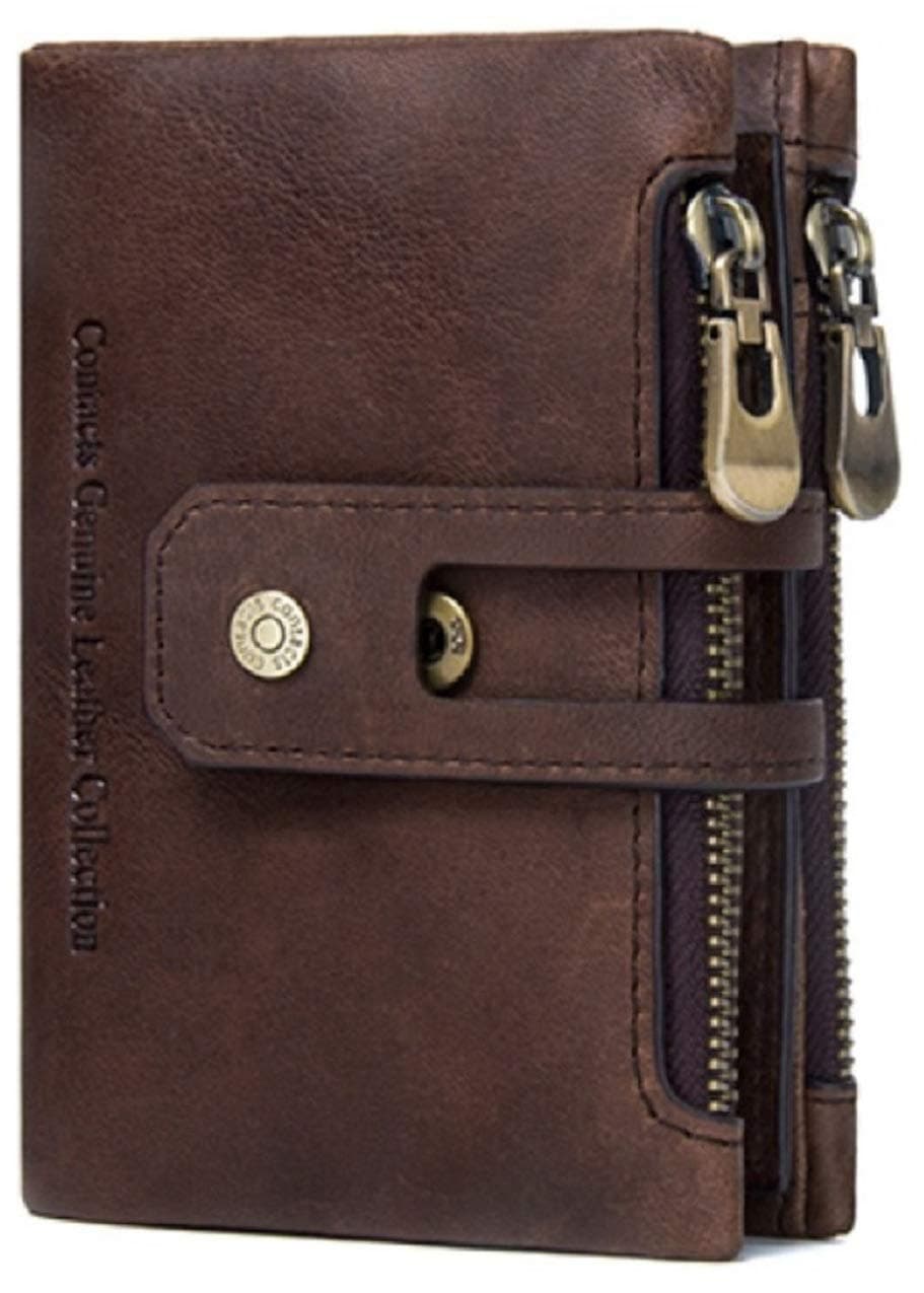 Contacts Genuine Leather Wallet for Men | Men's RFID Blocking Wallet (Brown)