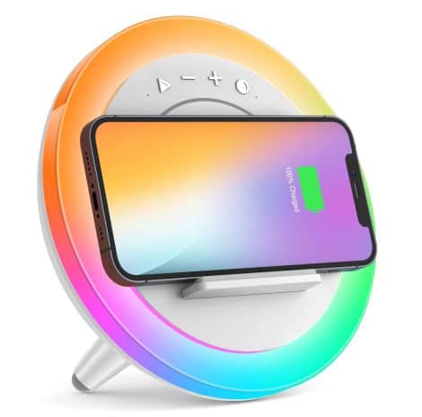 SIDVAR Bluetooth Speaker Night Lights: Stylish wireless charging speaker, ideal birthday gift for Indian teens, girls, boys, bedroom use. Original 5W adapter needed.