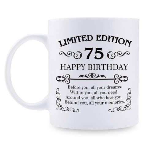 Gift Ideas for 75th Birthday – 11 oz Coffee Mug – Perfect Present for Indian Adults (75th Birthday Gift)