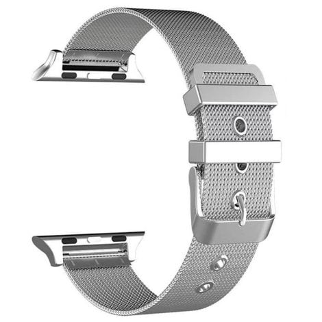 Silver Priefy Stainless Steel Mesh Watch Band for Apple Watch, suitable for iWatch Series SE2 to 1.