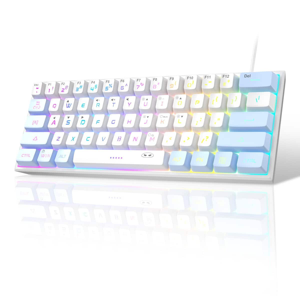 MageGee Mini 60% Gaming Keyboard, RGB Backlit 61 Key Ultra-Compact Keyboard, TS91 Ergonomic Waterproof Mechanical Feeling Office Computer Keyboard for PC, MAC, PS4, Xbox ONE Gamer (Blue & White)