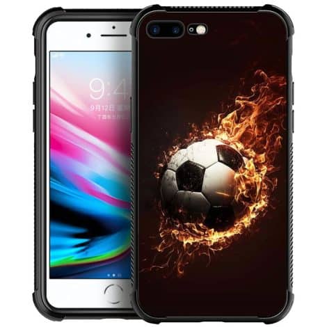 DJSOK Football Fire iPhone Cases: Protect your iPhone 7/8 Plus with style, designed for Indian fans. Scratch-proof & shockproof.