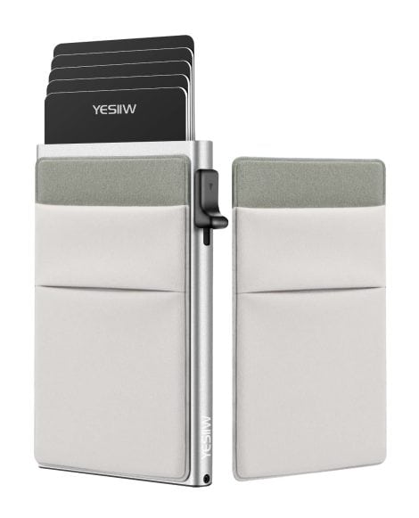 YESIIW Pop Up Wallet, 092- White, with RFID blocking, compact and minimalist design.