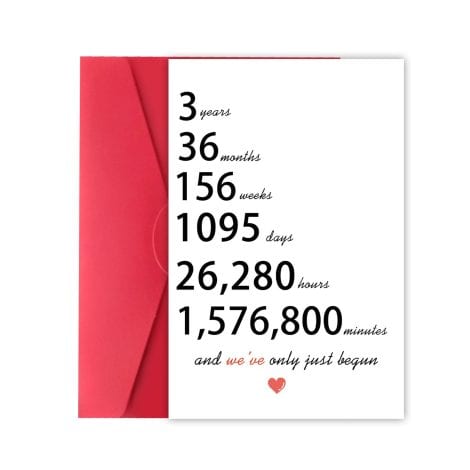 Charming 3rd Anniversary Gift Card for Husband or Wife, Delightful 3 Year Anniversary Gift for Partners, Pleasant 3rd Wedding Anniversary Card for Couples.