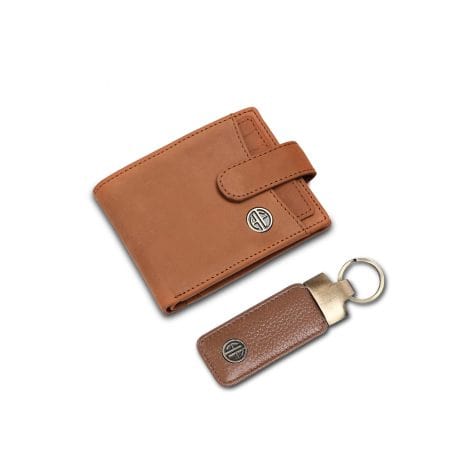 HAMMONDS FLYCATCHER Men’s Gift Set – Authentic Leather Wallet and Keychain – Perfect for Husband, Boyfriend – Trendy Wallet – Car, Bike, and Home Keychain – Sandy Brown