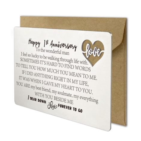 Engraved Metal Wallet Insert for First Anniversary, Perfect Gift for Husband, Boyfriend From Wife/Girlfriend.