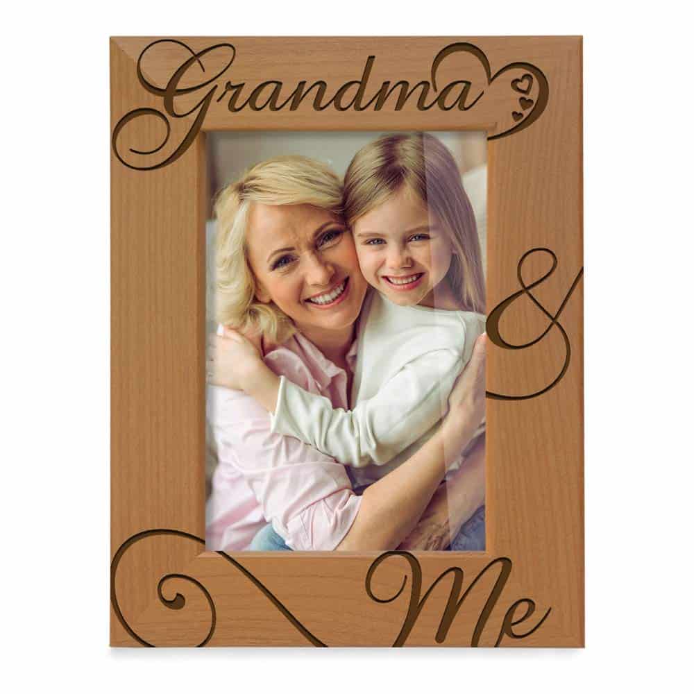 KATE POSH Grandma and Me Engraved Natural Wood Picture Frame, I Love You Grandma, Grandparent's Day, Best Grandma Ever, Grandmother Gifts, Grandma & Me, Mother's Day (4x6-Vertical)