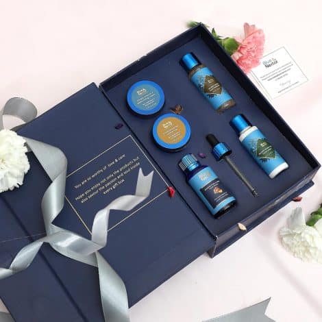 Blue Nectar Beauty Gift Box is a perfect birthday or anniversary gift with premium face care essentials for both women and men. Contains face serum, scrub, face wash, cream, and face lotion.