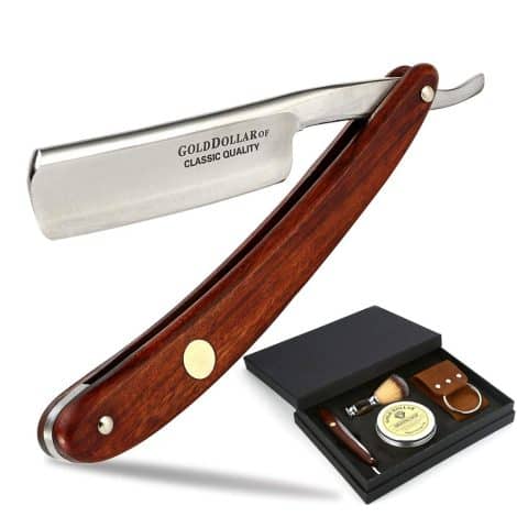 Classic Shaving Razor with Gold Dollar, Wood Handle for Indian Men & Barbers, No Extra Stabilizer Needed.