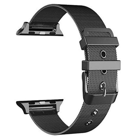 Black Priefy Stainless Steel Mesh Watch Band for Apple Watch, suits all iWatch models in India.