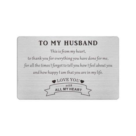 “Love for Husband Wallet Card, Perfect Gift for Birthday, Anniversary or Father’s Day, Sentimental Present for Him.”