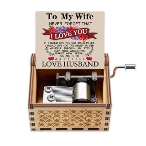 Wooden Hand Crank Musical Box – Play “You are My Sunshine” – Perfect Gift for Wife.