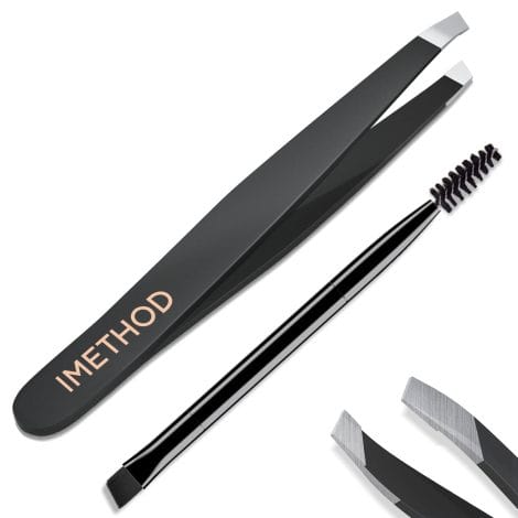 iMethod Tweezers and Eyebrow Brush – Affordable tools for precise eyebrow grooming and ingrown hair removal, with bonus eye brow brush.