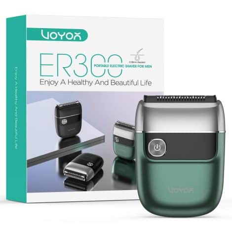 VOYOR ER300 (Green) – Travel-friendly, cordless and USB rechargeable electric shaver for men’s grooming needs.