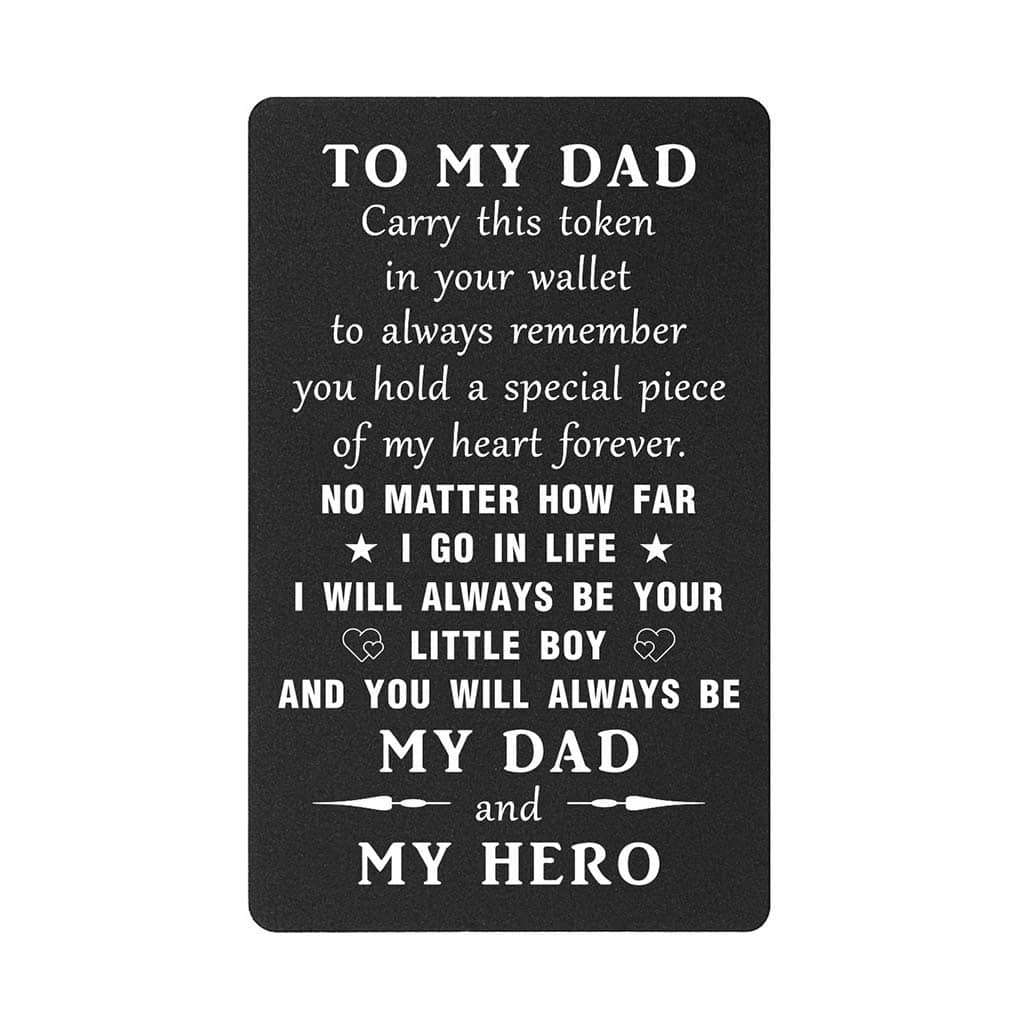 Dad Gifts Wallet Card from Son, I Will Always Be Your Little Boy, You Will Always Be My Hero, Birthday Wedding Christmas Card Gift