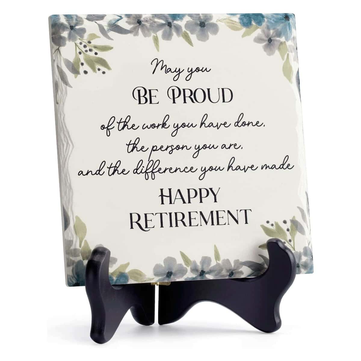 LukieJac Gift Ideas for Retirement Women Men Best Funny Retirement Gifts for Coworker Dad Police Nurses Ceramic Retirement Plaque Table Decorations (6"*6")