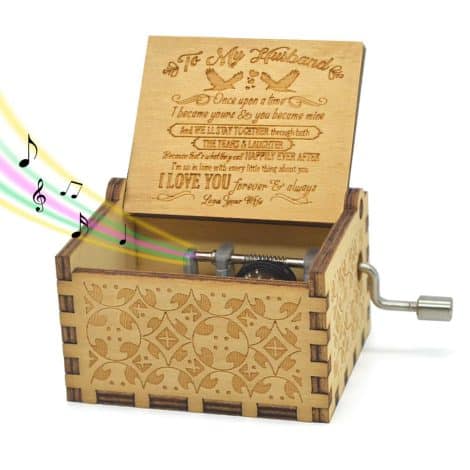 Wooden Vintage Sunshine Music Box for Husband, Soothing Hand-Cranked Melodies, Perfect Gift for Him.