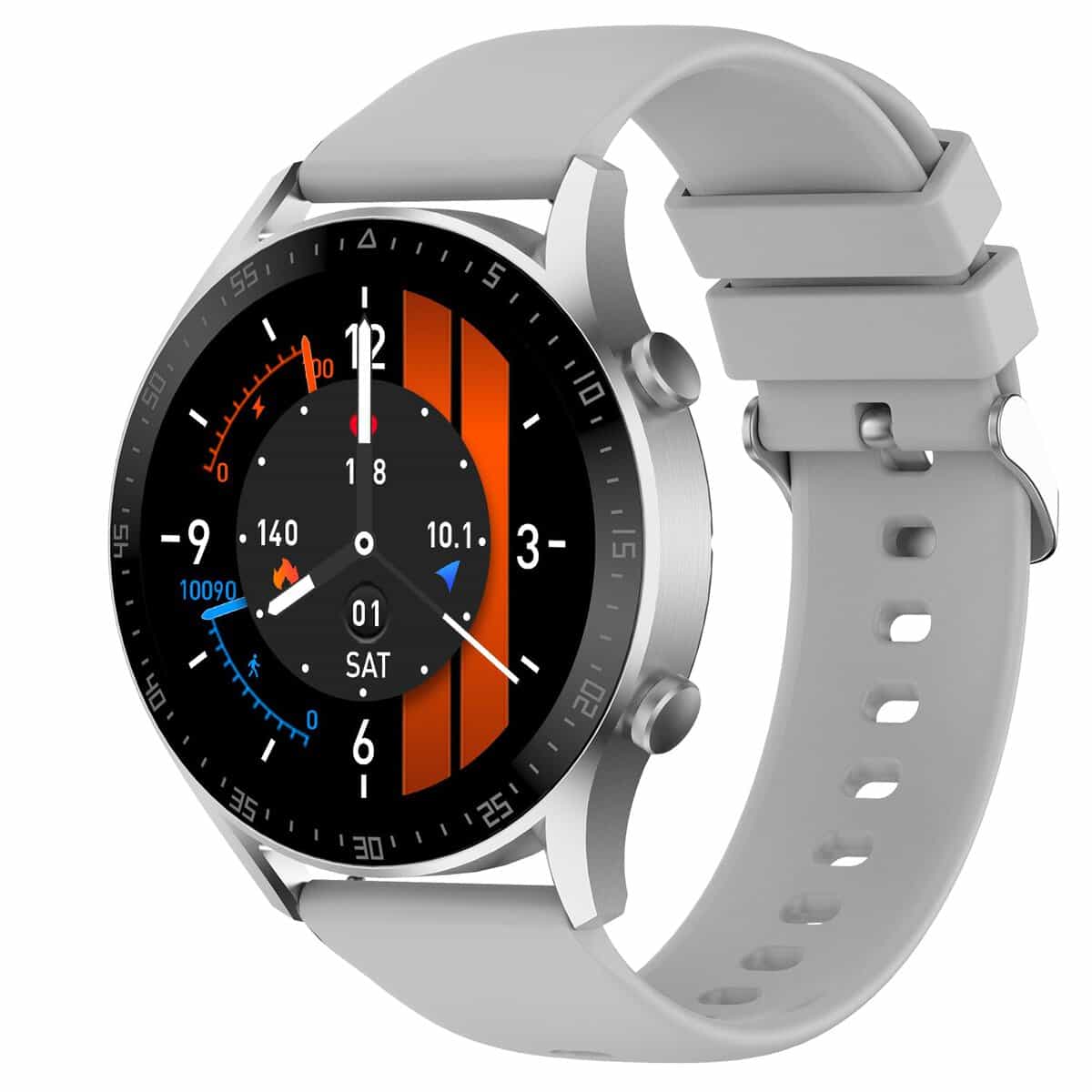 Fire-Boltt India's No 1 Smartwatch Brand Talk 2 Bluetooth Calling Smartwatch with Dual Button, Hands On Voice Assistance, 120 Sports Modes, in Built Mic & Speaker with IP68 Rating (Silver Grey)