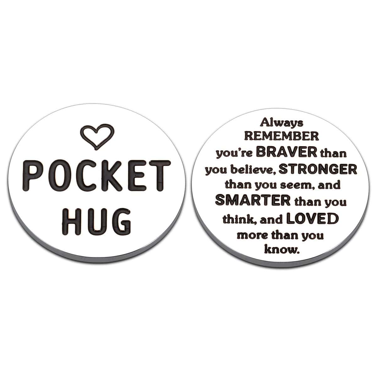 Pocket Hug Token Good Luck Charms Keepsake for Friends Son Daughter Inspirational Gifts for Women Graduation Christmas Valentines Gift for Boy Girl Teens Long Distance Relationship Love Metal Token