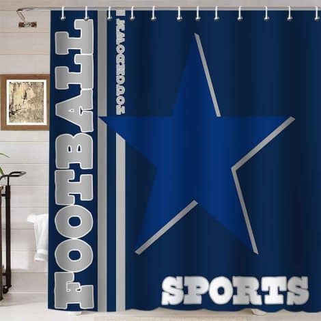 Namdeva Sports Bathroom Decor – White Texas Star Shower Curtain for Indian Athlete Fans, 72 X 72 Inch