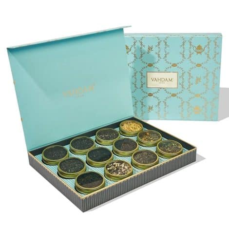 VAHDAM, Blooming Assorted Tea Gift Sets, 12 Luxury Teas in 250g Glamorous Gift Box. Perfect Gifts for Her & Him.