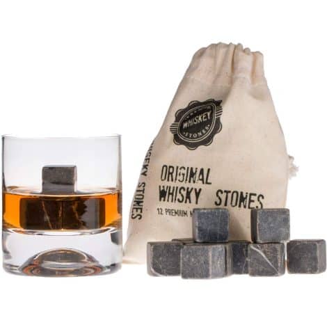 Luxury Whiskey Stones Set: 12 Marble Reusable Ice Cubes with Bag. Perfect Birthday gift for Whiskey enthusiasts in India!