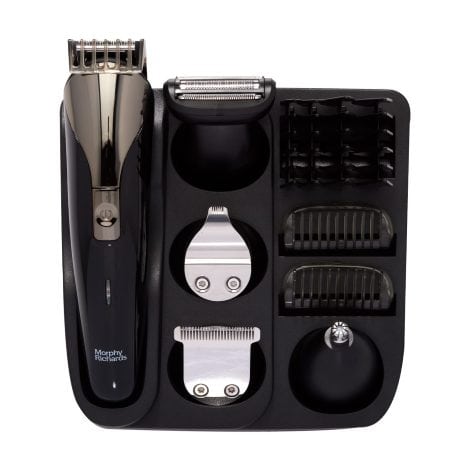 Morphy Richards Kingsman Pro 12-in-1 Body Groomer offers 3 months of trimming, fast USB charging, and a complete grooming kit. It includes 5 blades for face, nose, and ear hair, 7 beard combs, private part shaving, and a 2-year warranty. Available in black and from a trusted brand.