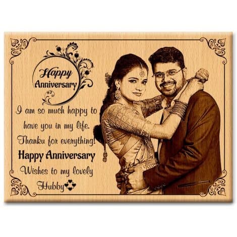 Amazing Gifts India Anniversary Photo Frame – Personalized Engraved Wood Frame for Couples (16X12 inches, Brown)