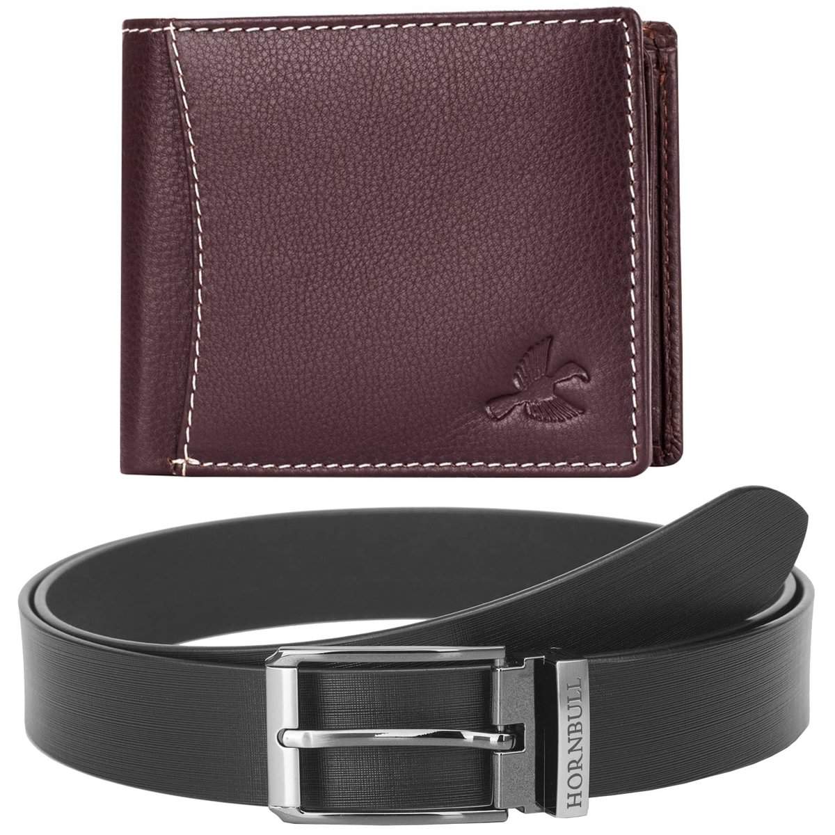 HORNBULL Gift Combo Brown Wallet and Black Belt | Wallets for Men| Men Gift Hamper NBW10495