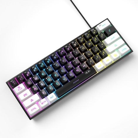 Compact and stylish MageGee gaming keyboard with RGB backlight, perfect for Indian gamers. Available in black and white.