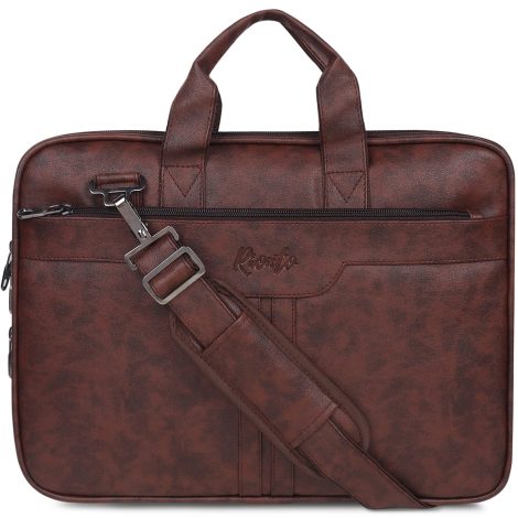 RIONTO Messenger Bag – Stylish Office Bag for Men, Fits 15.6″ Laptop | PU Leather, Expands (Tan)